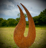 Small Rustic Metal Garden Fire Flame Abstract Sculpture - Yard Art /  Art / Garden Stake  Gift   Present