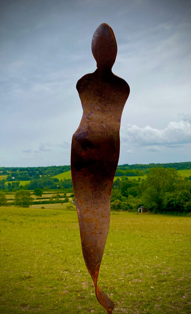 Large Rustic Metal Garden Figure Female Abstract Silhouette Sculpture -Contemporary Art - Yard Art /  Art / Garden Stake  Gift
