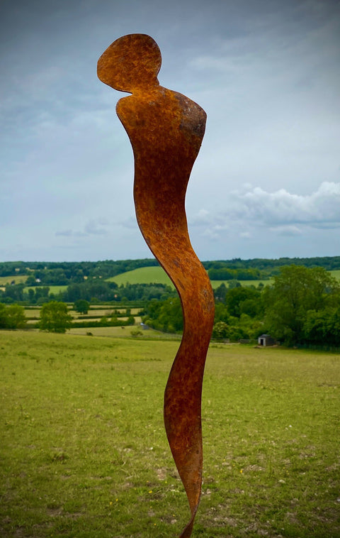 Medium Rustic Metal Garden Figure Female Abstract Silhouette Sculpture -Contemporary Art - Yard Art /  Art / Garden Stake  Gift