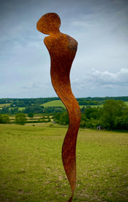 Small Rustic Metal Garden Figure Female Abstract Silhouette Sculpture -Contemporary Art - Yard Art /  Art / Garden Stake  Gift