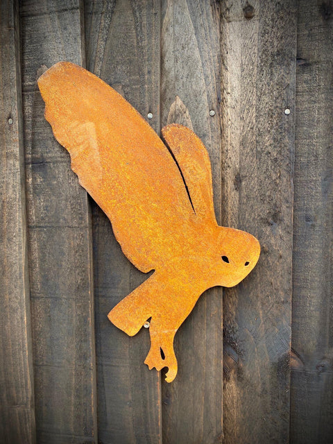 Rustic Exterior Owl Flying Barn Owl Twit Twoo Garden Wall House Gate Sign Hanging Rustic Rusty Metal Art  Gift   Present