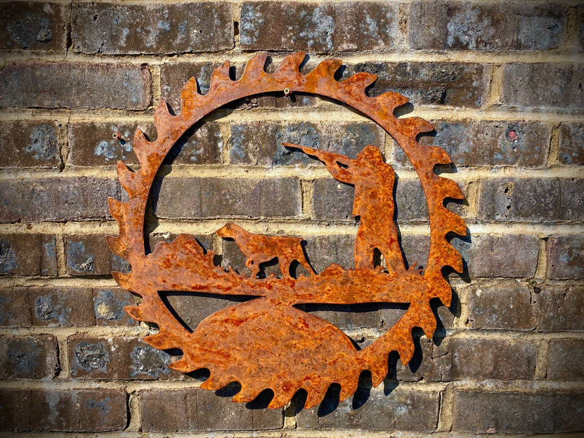 Small Shooting Saw Blade Sign – Rustic Garden Art