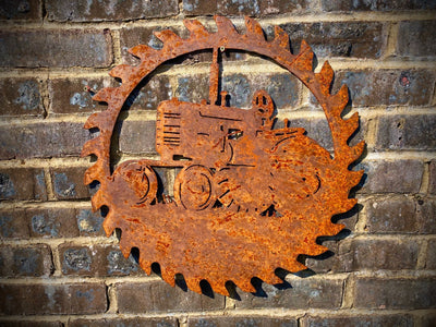Small Vintage Tractor Saw Blade Sign