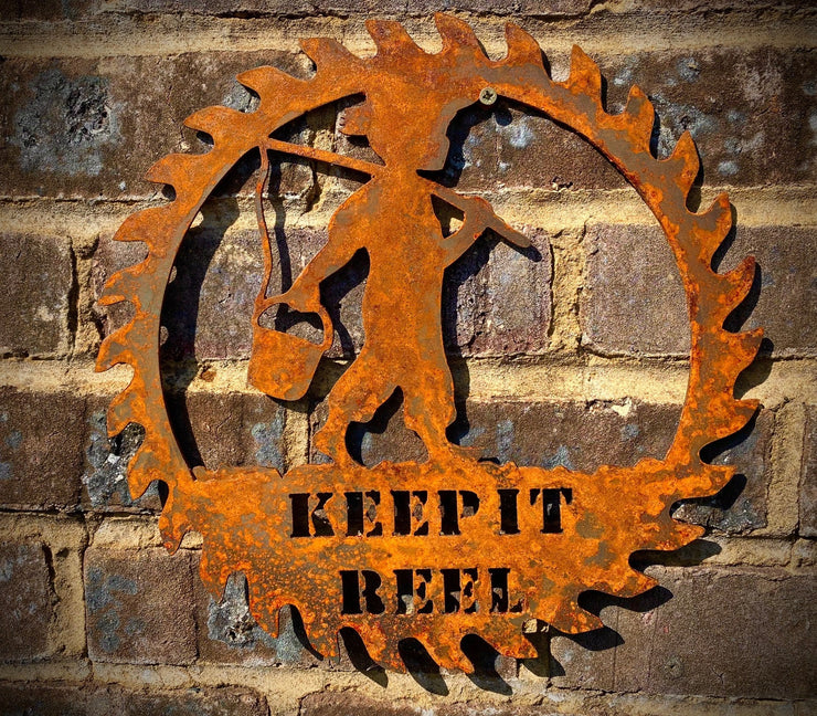 Exterior Medium Rustic Keep It Reel Fishing  Lake Sign Water Dad Present Garden Wall Art Shed Sign Hanging Metal Rustic Art  Gift