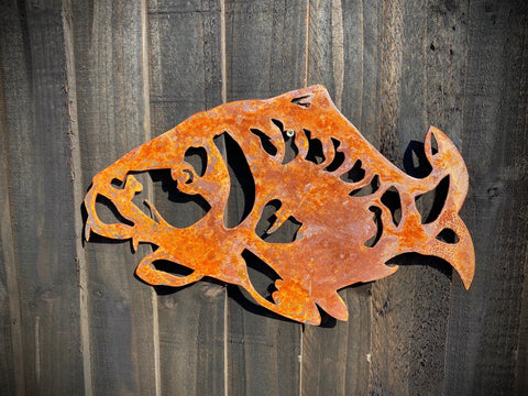 Medium Rustic Exterior Koi Carp Fishing Fisherman Angler Shed Sign Garden Wall House Gate Sign Rusty Hanging Metal Art  Gift