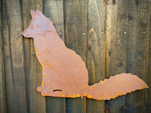 Exterior Rustic Rusty Fox Garden Wall Hanger House Gate Sign Hanging Metal Art Sculpture  Gift   Present