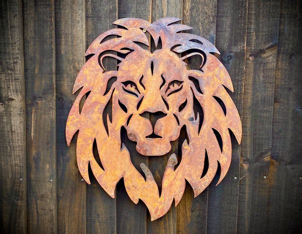 Large Exterior Lion Lion King Safari Zoo Big Cat Roar Garden Wall House Gate Sign Hanging Rustic Rusty Metal Art  Gift