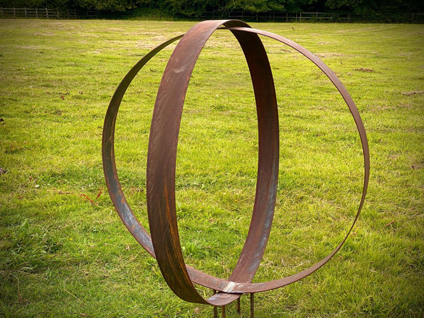 Large Pair Of Wide Garden Ring Hoop Sculpture