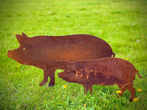 Large Exterior Rustic Rusty Metal Pig Piggie Snout Farm Animal Garden Stake Yard Art  Flower Bed Centre Piece Sculpture  Gift