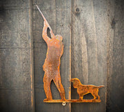 Rustic Exterior Shooting Scene Game Shooting Gun Dog Countryside Garden Wall Hanger House Gate Sign Hanging Metal Art  Gift