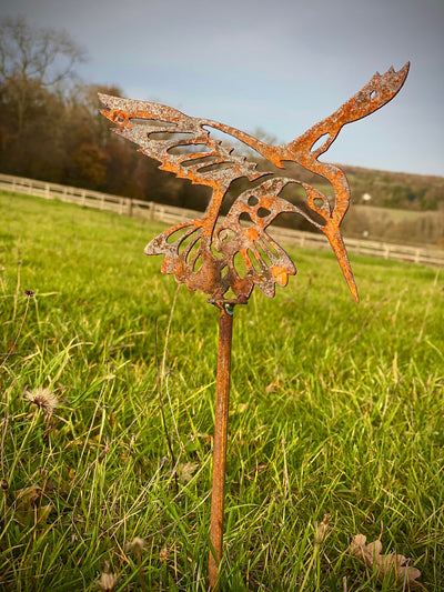 Exterior Rustic Hummingbird Bird Wildlife Garden Stake Garden Art Yard Art Flower Bed Metal Rusty Garden  Idea  Gift   Present
