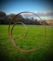 Exterior Rustic Garden Ring Swirl Curl Hoop Rusty Metal Garden Stake Yard Art  Centre Piece Flower Bed Sculpture  Idea  Gift