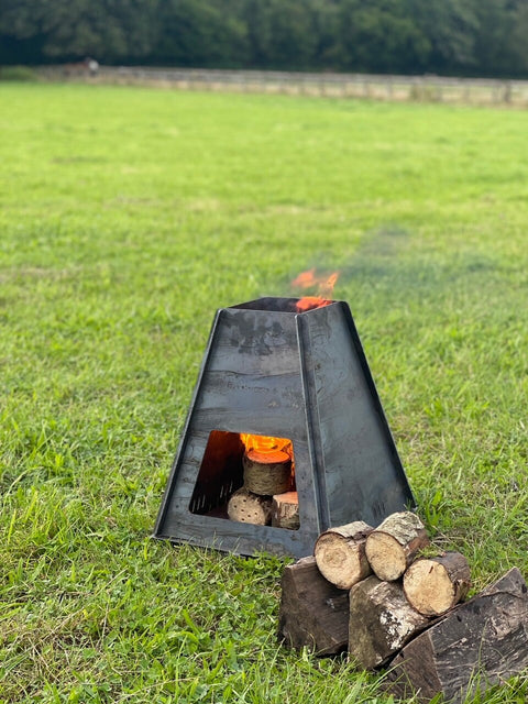 Metal Fire Pit Chiminea Log Camping Travelling Fire Flat Pack BBQ Garden Yard Art Gift   Present
