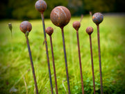 Exterior Rustic Rusty Metal Garden Ball Stake Plant Support Garden Art Garden Stake Yard Art Sculpture Spring Gift   Present