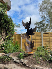 Exterior Rustic Rusty Metal Abstract Dove Sculpture Modern Simplistic Metal Lawn Garden Art Yard Art Gift   Present