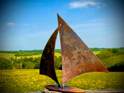 Medium Rustic Rusty Metal Sail Sailing Boat Garden Yard Art  Rockery Outdoor Wall Fence Sculpture  Gift   Present